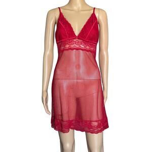 Just Sexy Lingerie Women's Red Nylon &‎ Spandex Lace Coquette Babydoll